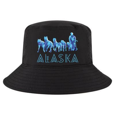 Alaska Sled Dogs Mushing Team Snow Sledding Mountain Scene Cool Comfort Performance Bucket Hat