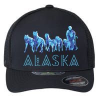 Alaska Sled Dogs Mushing Team Snow Sledding Mountain Scene Flexfit Unipanel Trucker Cap