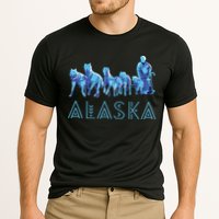 Alaska Sled Dogs Mushing Team Snow Sledding Mountain Scene Performance Shirt