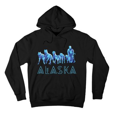 Alaska Sled Dogs Mushing Team Snow Sledding Mountain Scene Hoodie