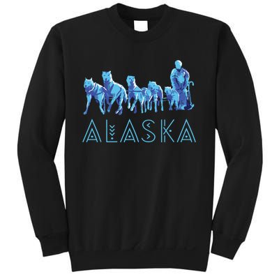 Alaska Sled Dogs Mushing Team Snow Sledding Mountain Scene Sweatshirt