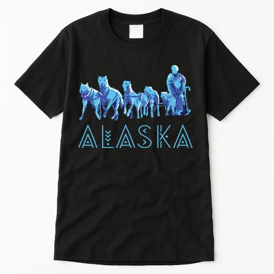 Alaska Sled Dogs Mushing Team Snow Sledding Mountain Scene Tall T-Shirt