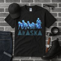 Alaska Sled Dogs Mushing Team Snow Sledding Mountain Scene Tall T-Shirt
