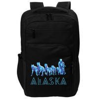 Alaska Sled Dogs Mushing Team Snow Sledding Mountain Scene Impact Tech Backpack