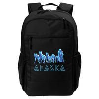 Alaska Sled Dogs Mushing Team Snow Sledding Mountain Scene Backpack