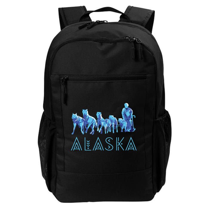 Alaska Sled Dogs Mushing Team Snow Sledding Mountain Scene Backpack