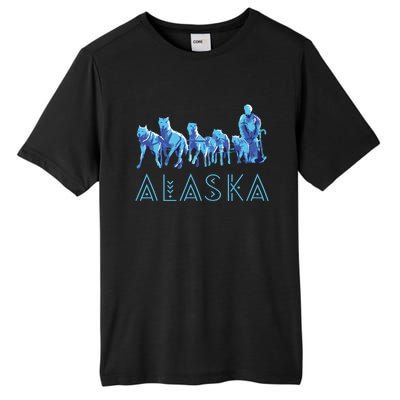 Alaska Sled Dogs Mushing Team Snow Sledding Mountain Scene Tall Fusion ChromaSoft Performance T-Shirt