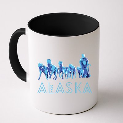 Alaska Sled Dogs Mushing Team Snow Sledding Mountain Scene Mug