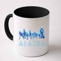 Alaska Sled Dogs Mushing Team Snow Sledding Mountain Scene Mug