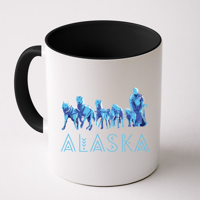 Alaska Sled Dogs Mushing Team Snow Sledding Mountain Scene Mug