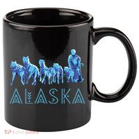 Alaska Sled Dogs Mushing Team Snow Sledding Mountain Scene 11oz C Handle Ceramic Mug