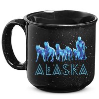 Alaska Sled Dogs Mushing Team Snow Sledding Mountain Scene 15oz Campfire Ceramic Mug