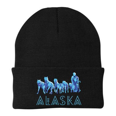 Alaska Sled Dogs Mushing Team Snow Sledding Mountain Scene Beanie