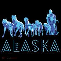 Alaska Sled Dogs Mushing Team Snow Sledding Mountain Scene Drawstring Bag