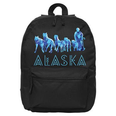 Alaska Sled Dogs Mushing Team Snow Sledding Mountain Scene 16 in Basic Backpack
