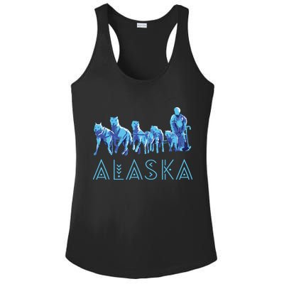 Alaska Sled Dogs Mushing Team Snow Sledding Mountain Scene Ladies PosiCharge Competitor Racerback Tank