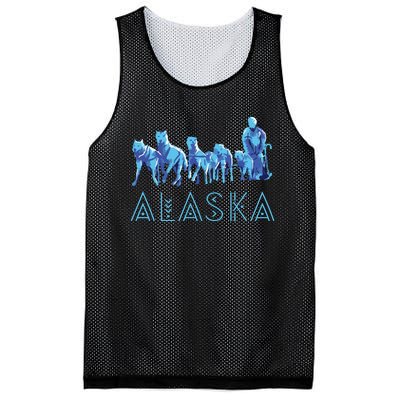 Alaska Sled Dogs Mushing Team Snow Sledding Mountain Scene Mesh Reversible Basketball Jersey Tank