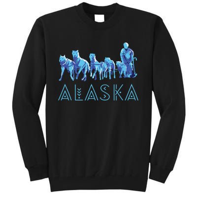 Alaska Sled Dogs Mushing Team Snow Sledding Mountain Scene Tall Sweatshirt