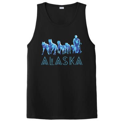 Alaska Sled Dogs Mushing Team Snow Sledding Mountain Scene PosiCharge Competitor Tank