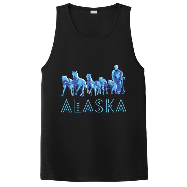 Alaska Sled Dogs Mushing Team Snow Sledding Mountain Scene PosiCharge Competitor Tank