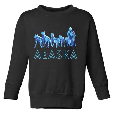 Alaska Sled Dogs Mushing Team Snow Sledding Mountain Scene Toddler Sweatshirt