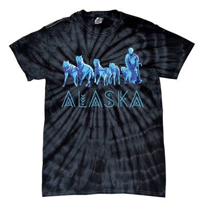 Alaska Sled Dogs Mushing Team Snow Sledding Mountain Scene Tie-Dye T-Shirt