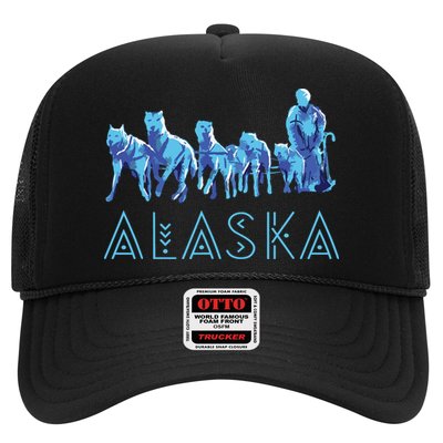 Alaska Sled Dogs Mushing Team Snow Sledding Mountain Scene Trucker Hat