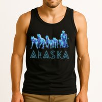 Alaska Sled Dogs Mushing Team Snow Sledding Mountain Scene Tank Top