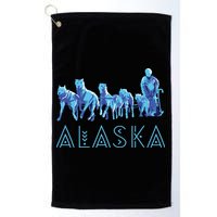 Alaska Sled Dogs Mushing Team Snow Sledding Mountain Scene Golf Towel