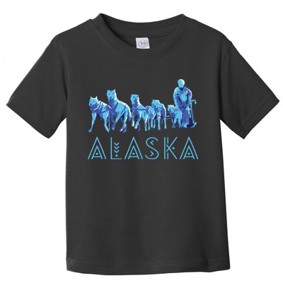Alaska Sled Dogs Mushing Team Snow Sledding Mountain Scene Toddler T-Shirt