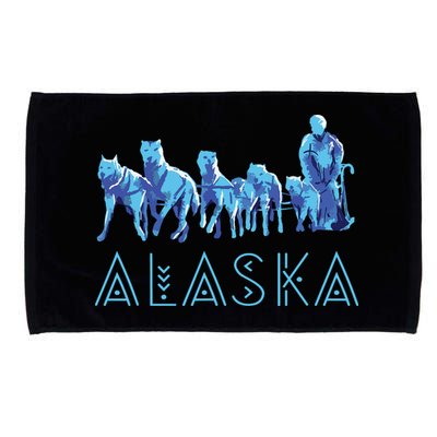 Alaska Sled Dogs Mushing Team Snow Sledding Mountain Scene Microfiber Hand Towel