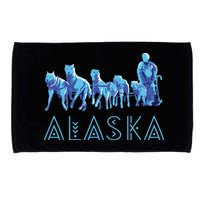 Alaska Sled Dogs Mushing Team Snow Sledding Mountain Scene Microfiber Hand Towel