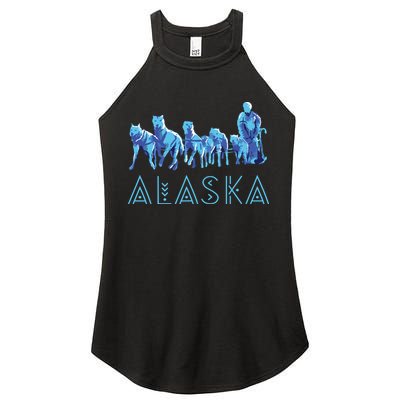 Alaska Sled Dogs Mushing Team Snow Sledding Mountain Scene Women's Perfect Tri Rocker Tank