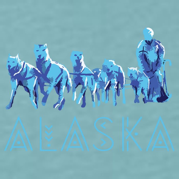 Alaska Sled Dogs Mushing Team Snow Sledding Mountain Scene Sueded Cloud Jersey T-Shirt