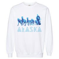 Alaska Sled Dogs Mushing Team Snow Sledding Mountain Scene Garment-Dyed Sweatshirt