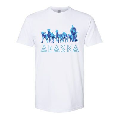 Alaska Sled Dogs Mushing Team Snow Sledding Mountain Scene Softstyle® CVC T-Shirt