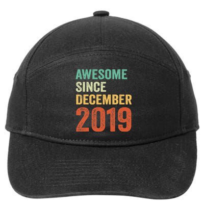 Awesome Since December 2019 3rd Birthday 3 Years Old Gift 7-Panel Snapback Hat