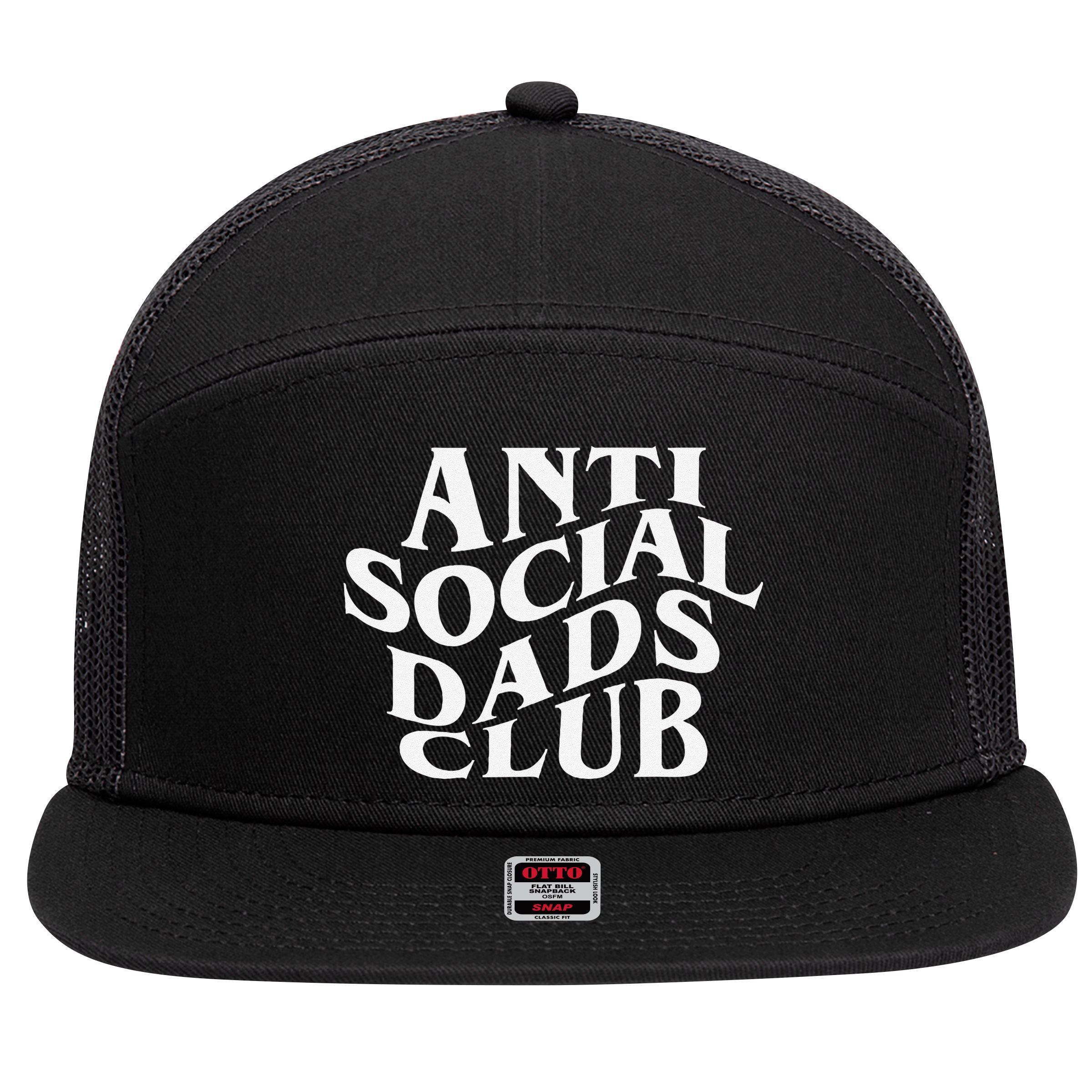 Anti Social Dad Club Funny Father Day 7 Panel Mesh Trucker Snapback Hat