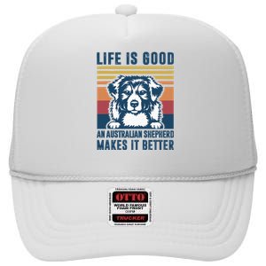 Australian Shepherd Dog Gifts Men Women Australian Shepherd High Crown Mesh Back Trucker Hat