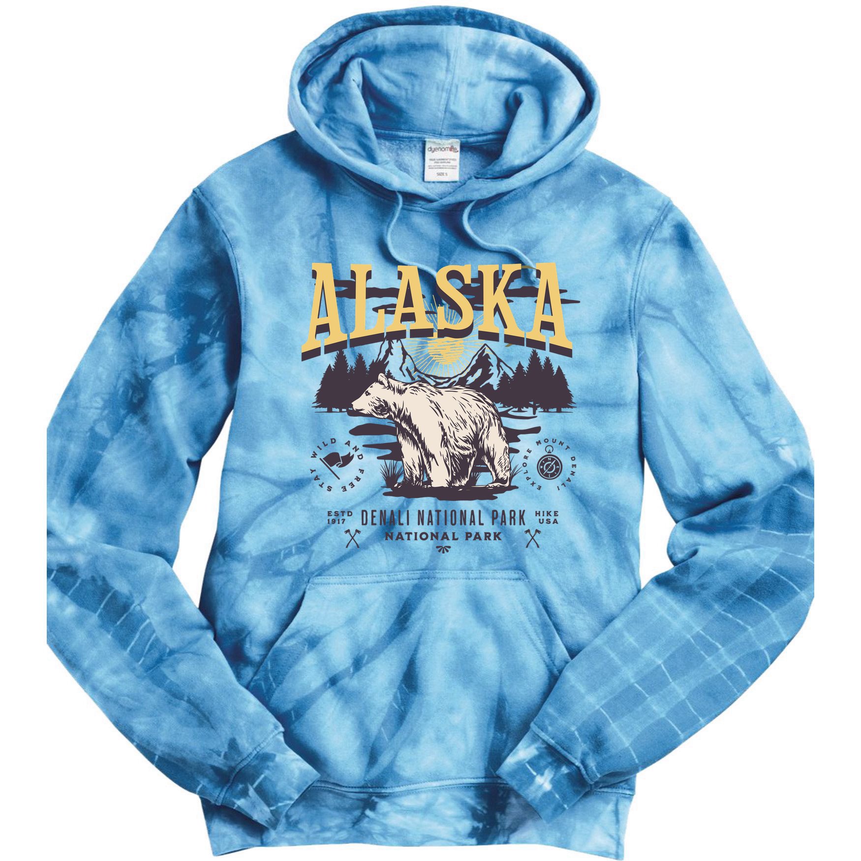Alaska Sweatshirt Denali National Park Preppy Tie Dye Hoodie