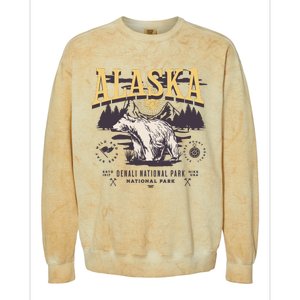 Alaska Sweatshirt Denali National Park Preppy Colorblast Crewneck Sweatshirt