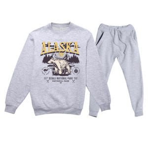 Alaska Sweatshirt Denali National Park Preppy Premium Crewneck Sweatsuit Set