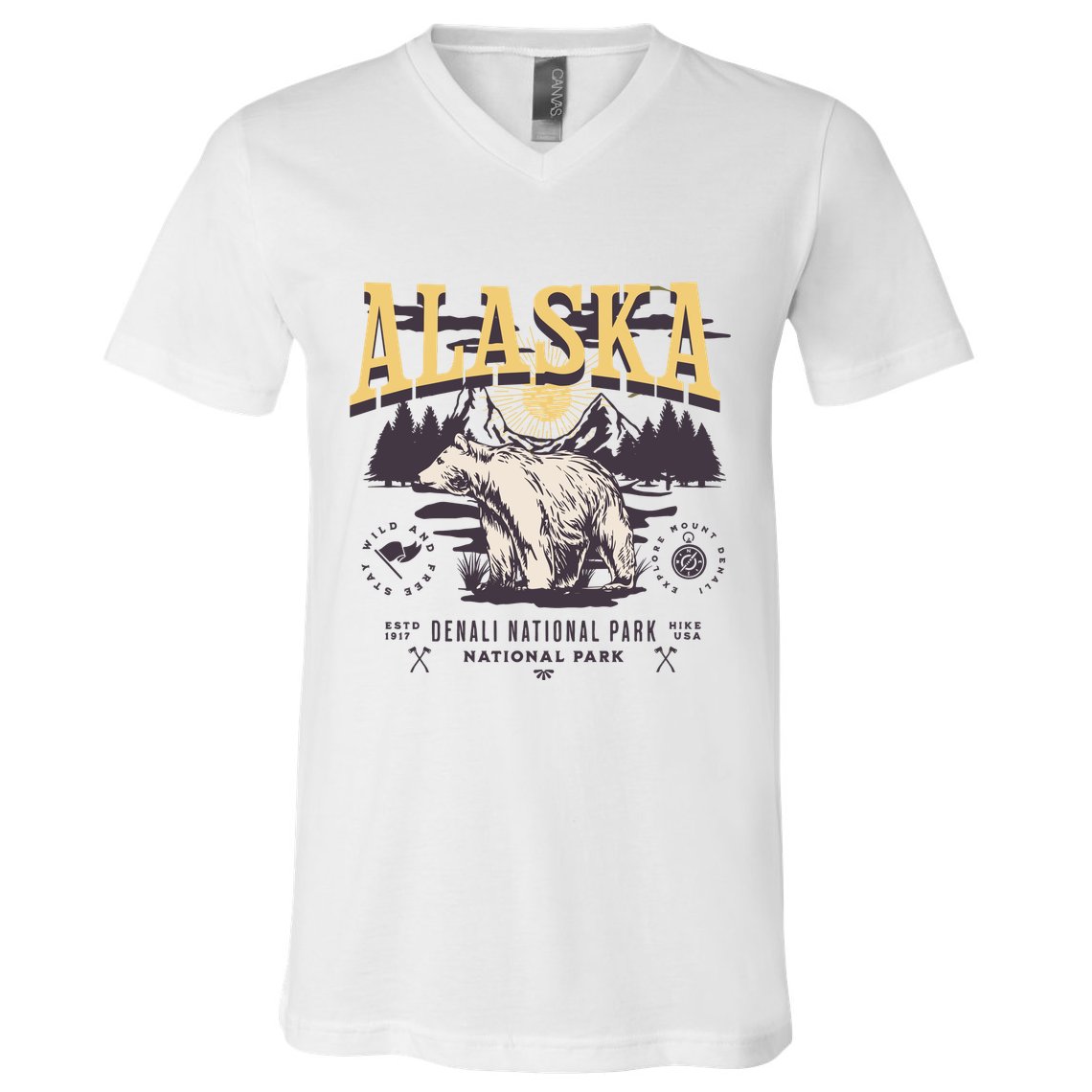 Alaska Sweatshirt Denali National Park Preppy V-Neck T-Shirt