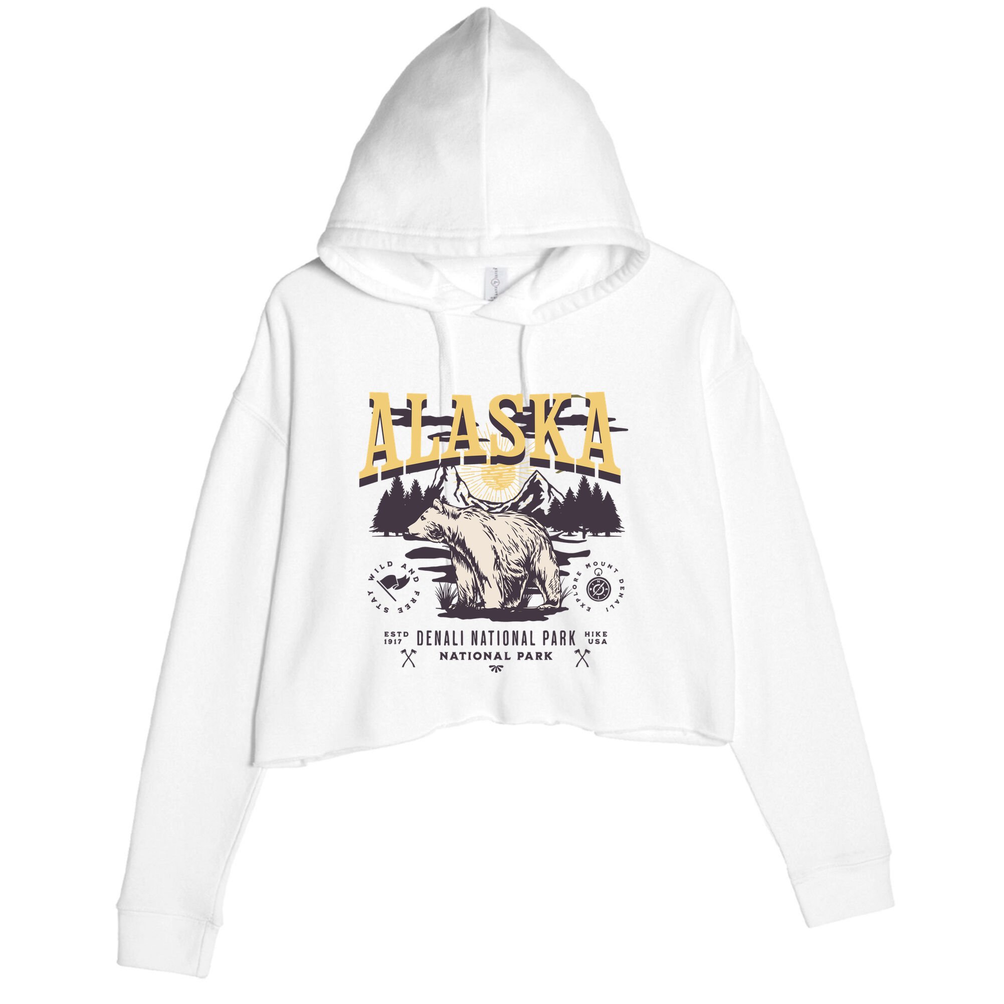 Alaska Sweatshirt Denali National Park Preppy Crop Fleece Hoodie