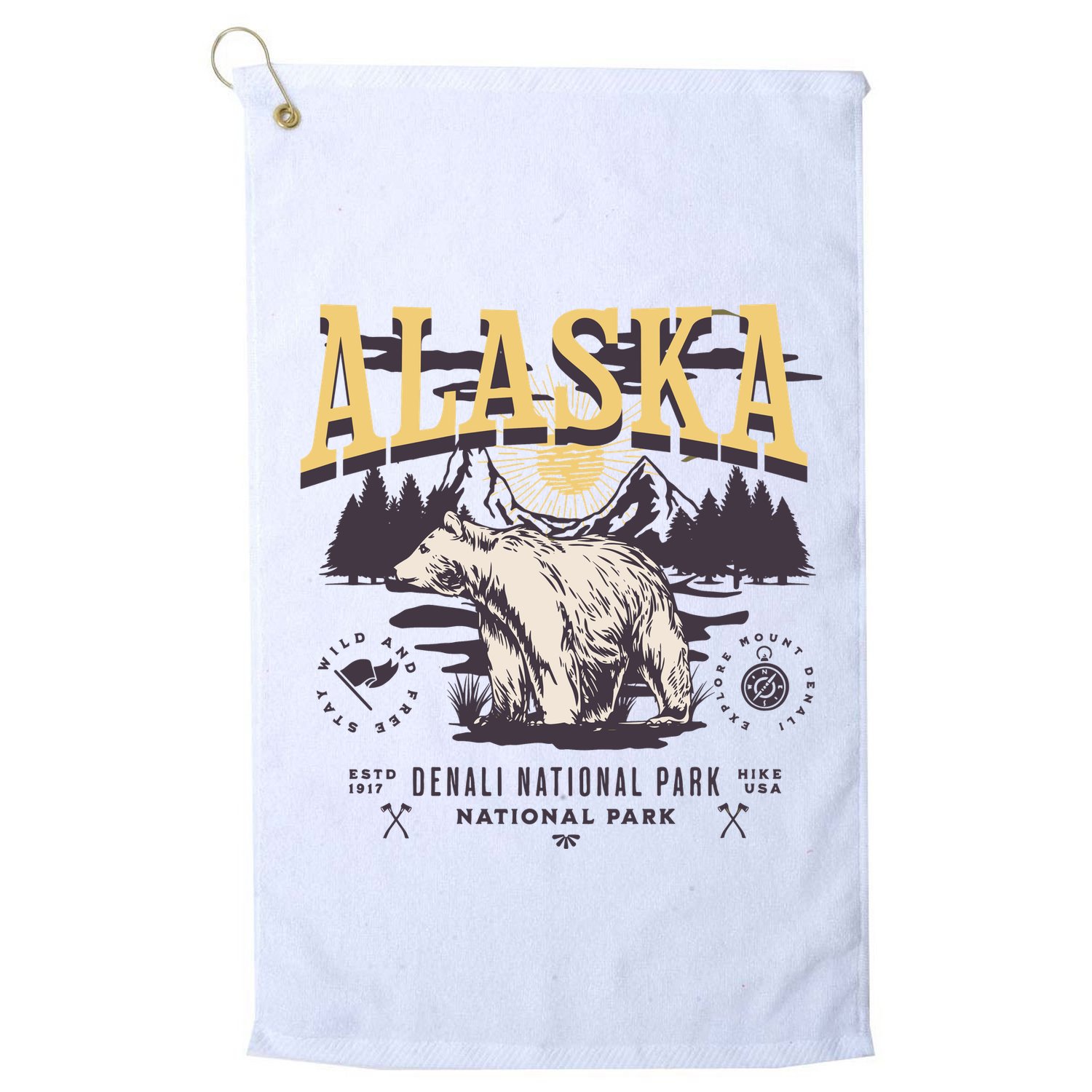 Alaska Sweatshirt Denali National Park Preppy Golf Towel