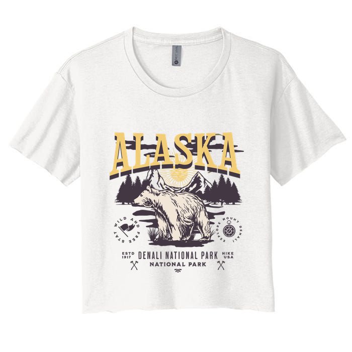 Alaska Sweatshirt Denali National Park Preppy Women's Crop Top Tee