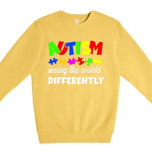 Autism Son Daughter Seeing The World Differently Gift Premium Crewneck Sweatshirt