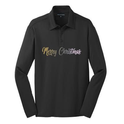 A Simple Design For Merry Christmas Silk Touch Performance Long Sleeve Polo