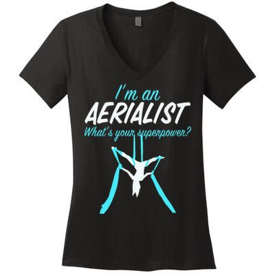 Aerial Silks Dancer Aerialist Air Yoga Acrobatics Women Gift Women's V-Neck T-Shirt