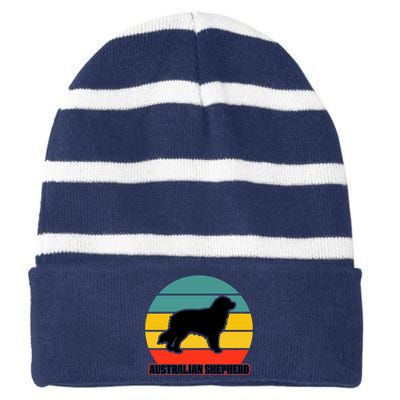 Australian Shepherd Dog Lover Graphic Striped Beanie with Solid Band